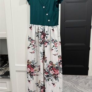 PatPat Teal V-Neck Maxi Dress